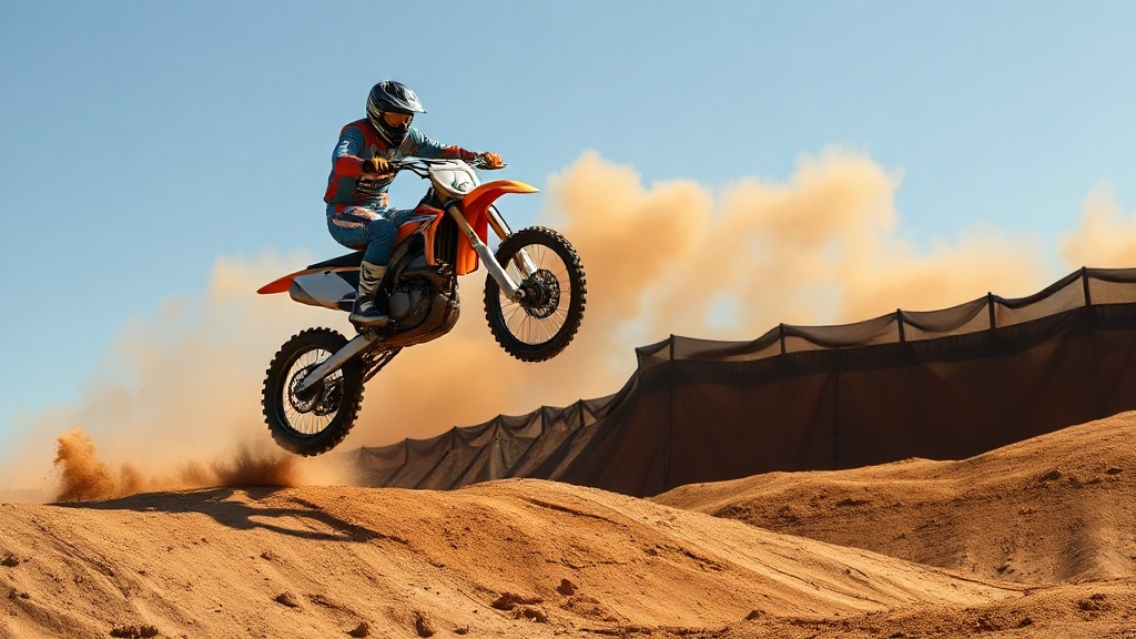 Motocross rider jumping at an outdoor riding park