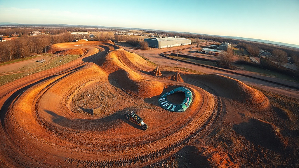 Aerial view of an outdoor motocross track